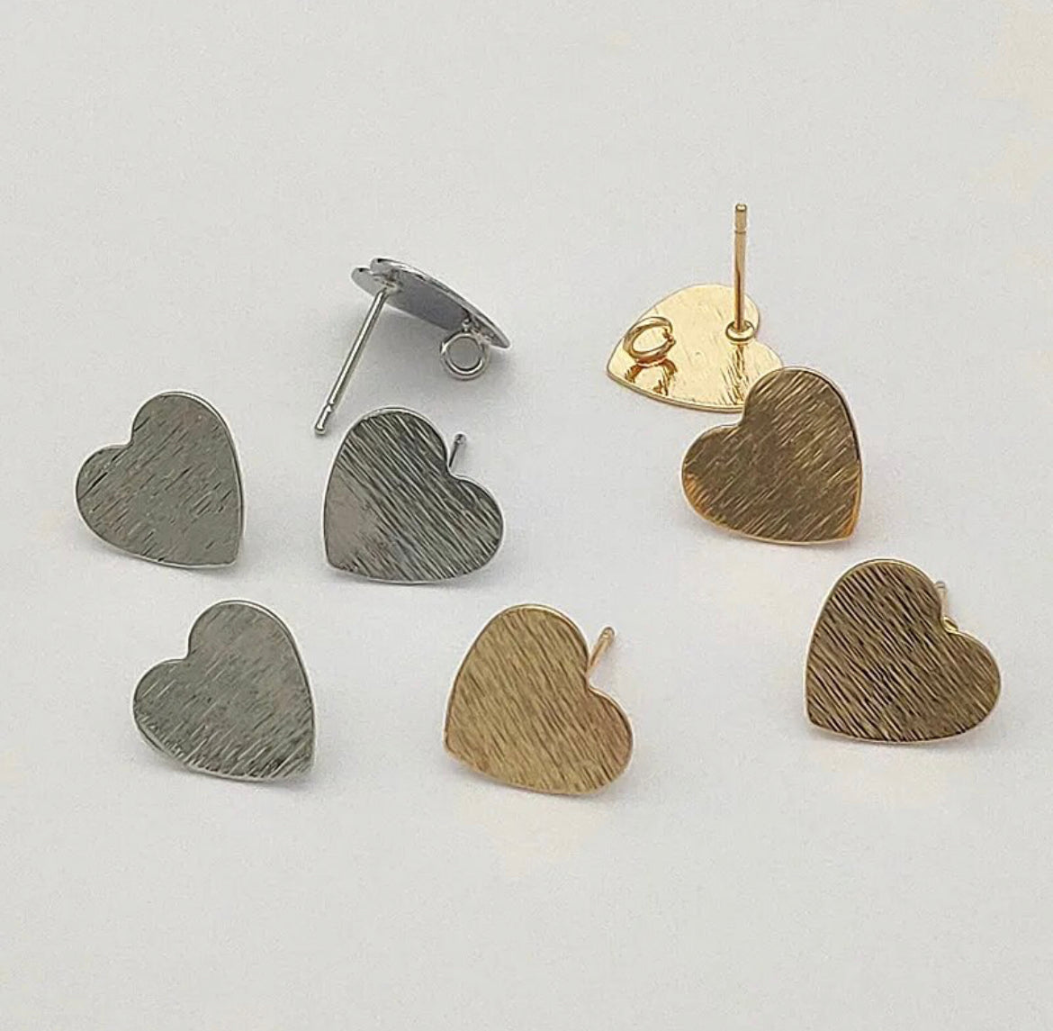 12mm Brass Earring Topper Heart With Connecting Loop (20ea/pack) Gold and Rhodium
