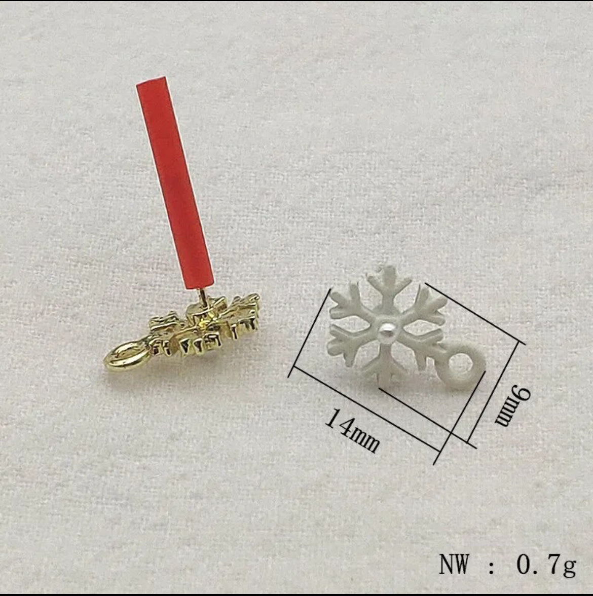 9x14mm Zinc Alloy Earring Topper with Connecting Loop (Snowflake), 20ea/pack