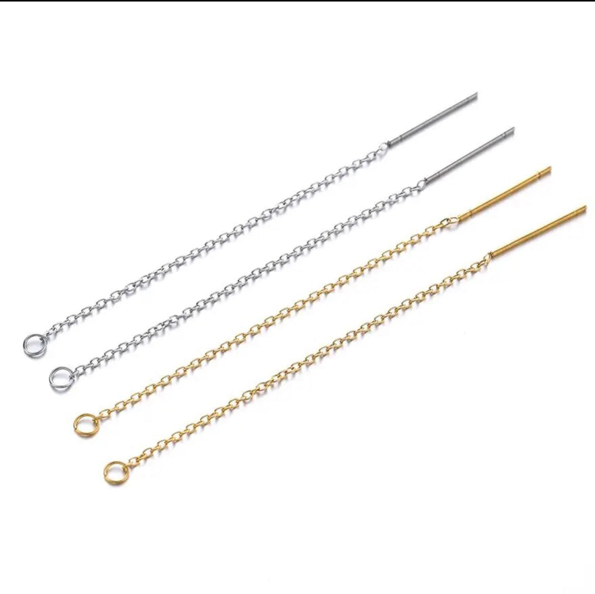 Earring Findings - Stainless Steel Long Tassel Chain Drop (10pc/Pack) 5 pairs