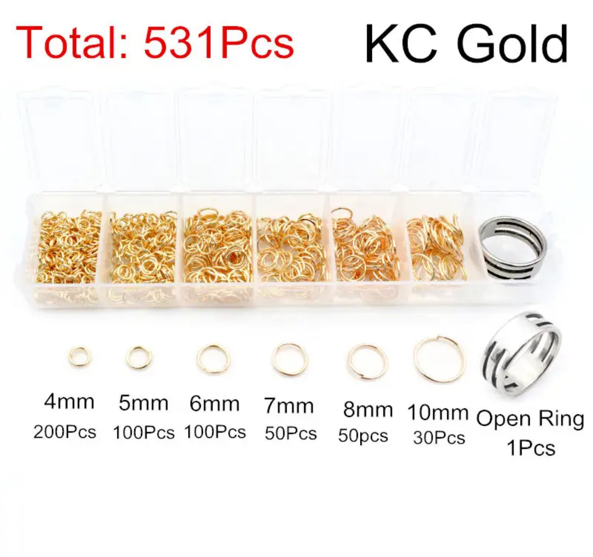 Earring Findings / Connector. F 0358 - One Set Box 4-10mm; Open Jump Rings Black (531pcs/Set)