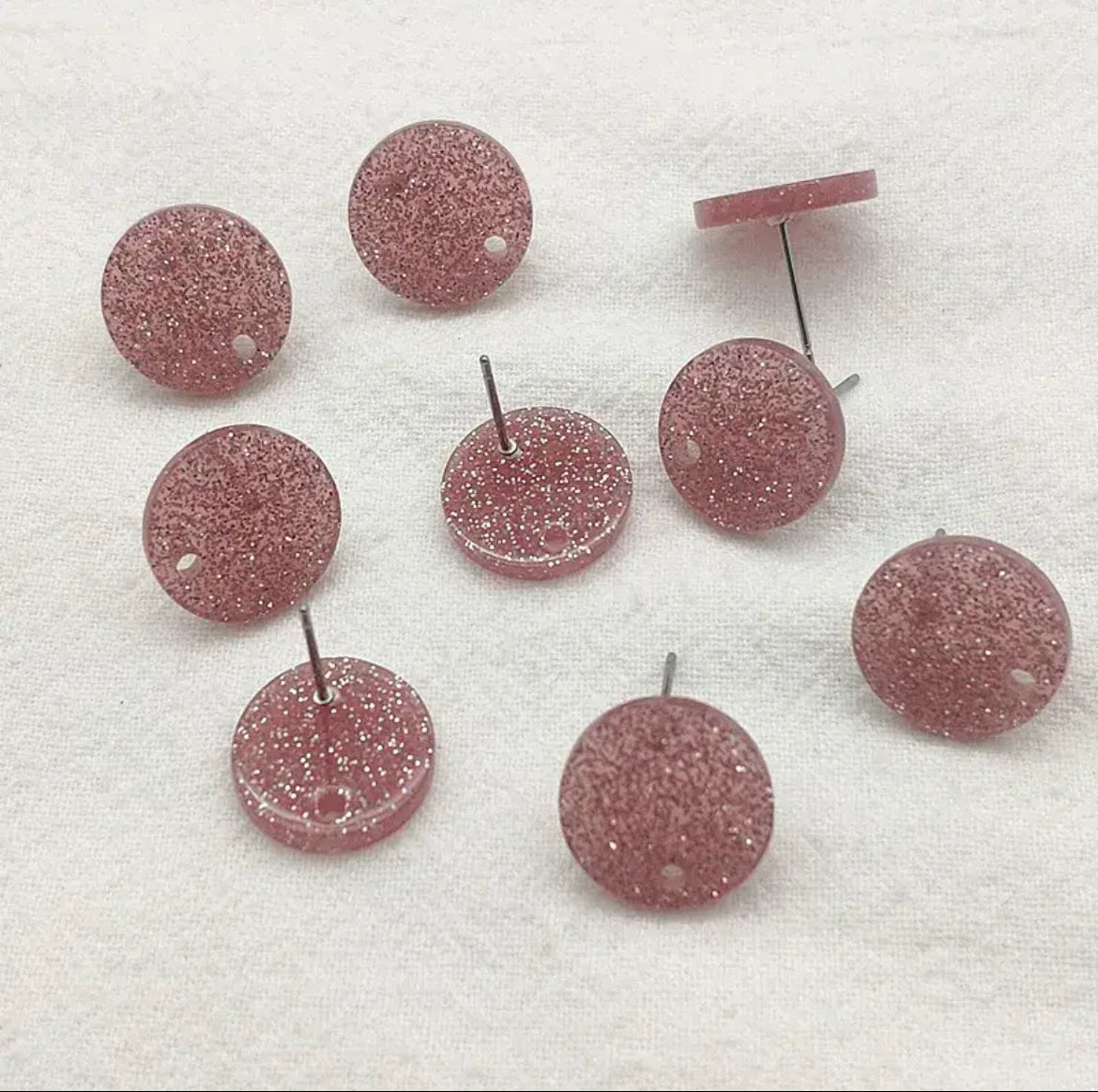 Earring Findings F0373 - Glitter Acrylic Coin Shape Earring Topper (1 Pair)