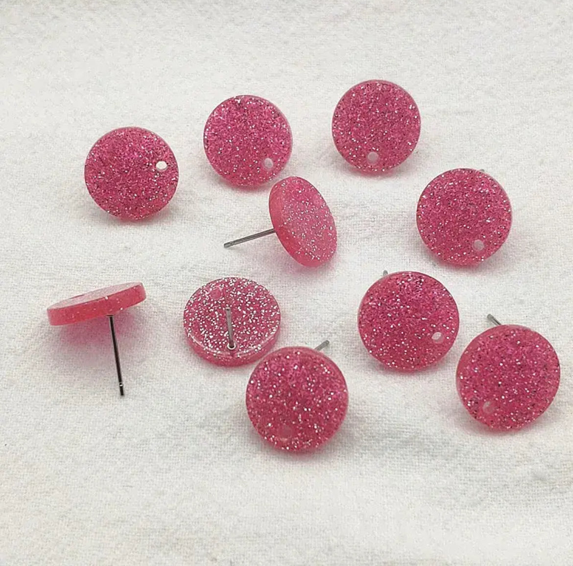 Earring Findings F0373 - Glitter Acrylic Coin Shape Earring Topper (1 Pair)