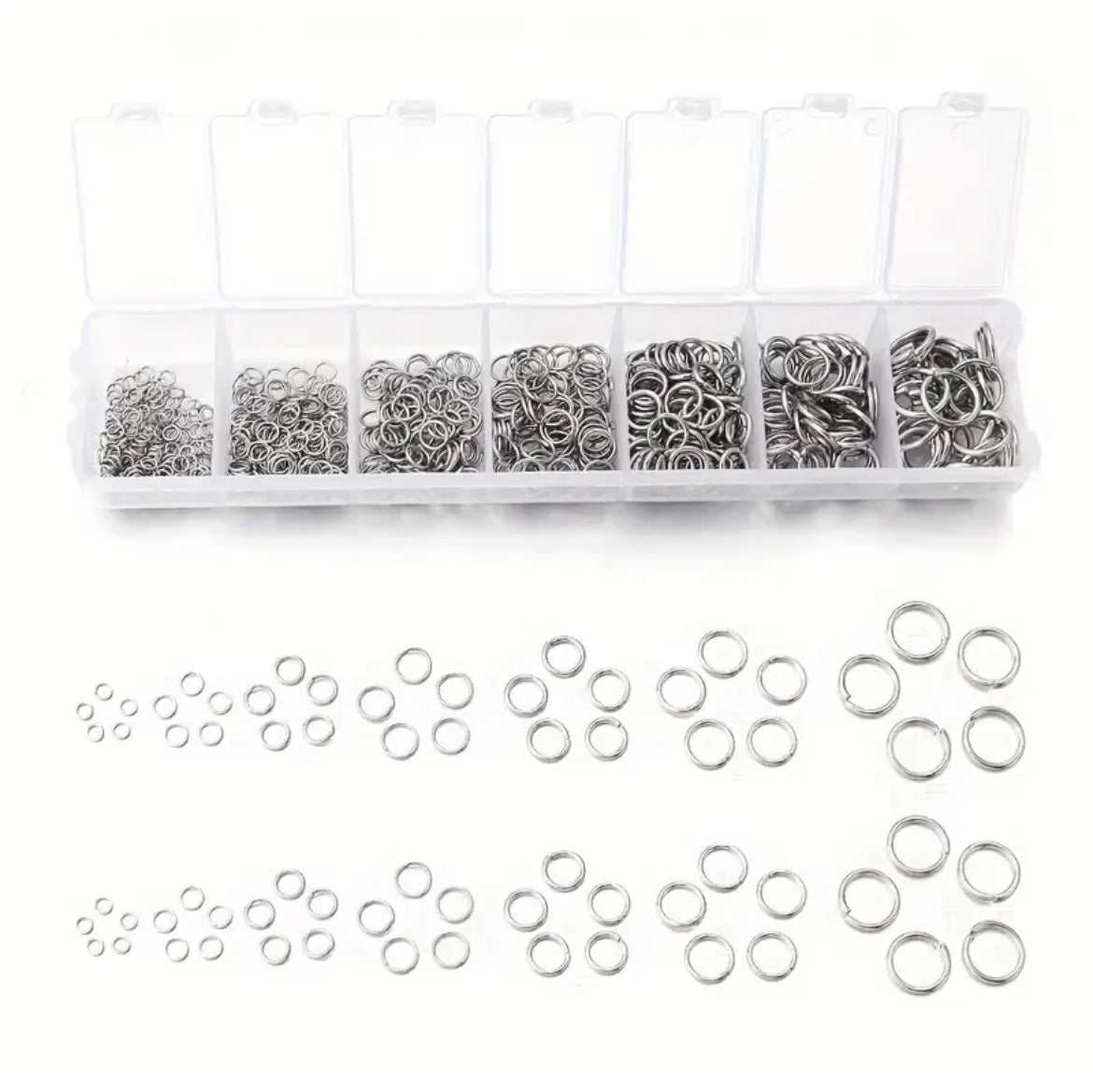 Earring Findings / Connector F 0399 - One Box 3mm - 10mm Open Jump Rings Stainless Steel (770pcs/Set)