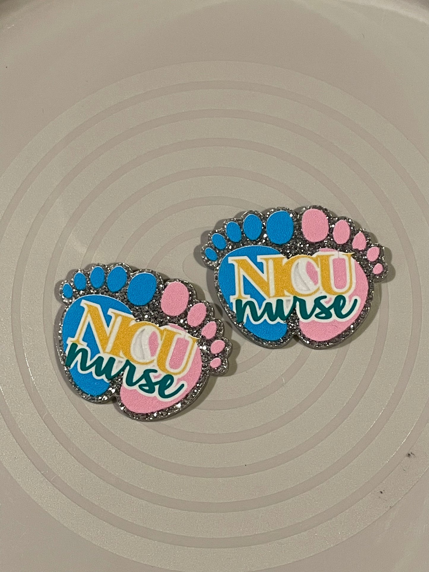 Resin Flatback Planar (Silver Glitters) E0736 - NICU Nurse