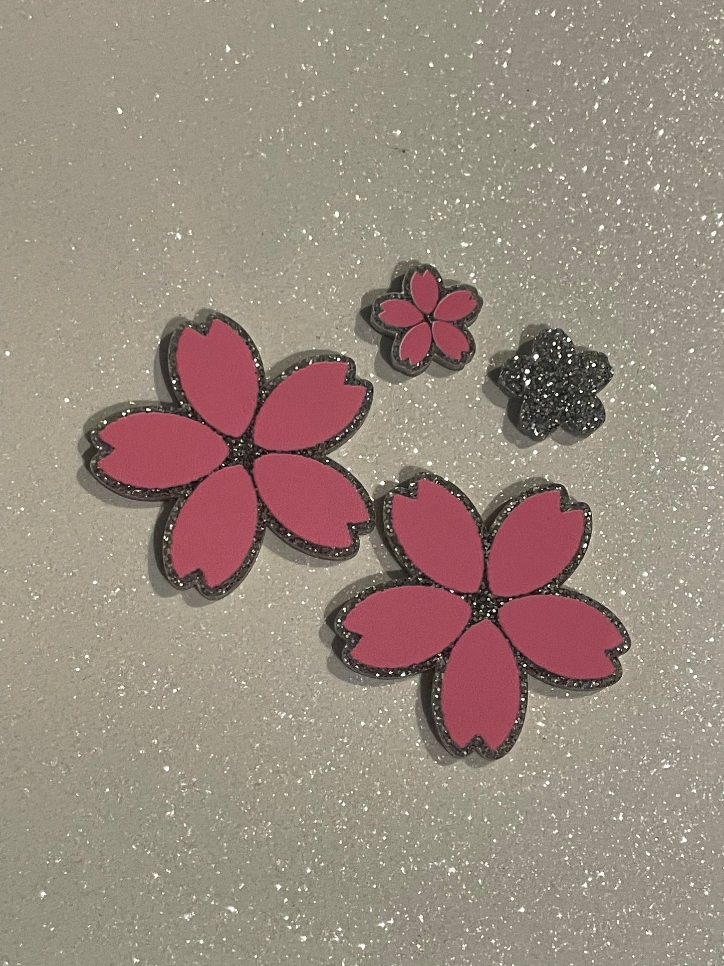 Resin Flatback Planar (Silver Glitters) E0780 - Flowers (2 Sizes Available)