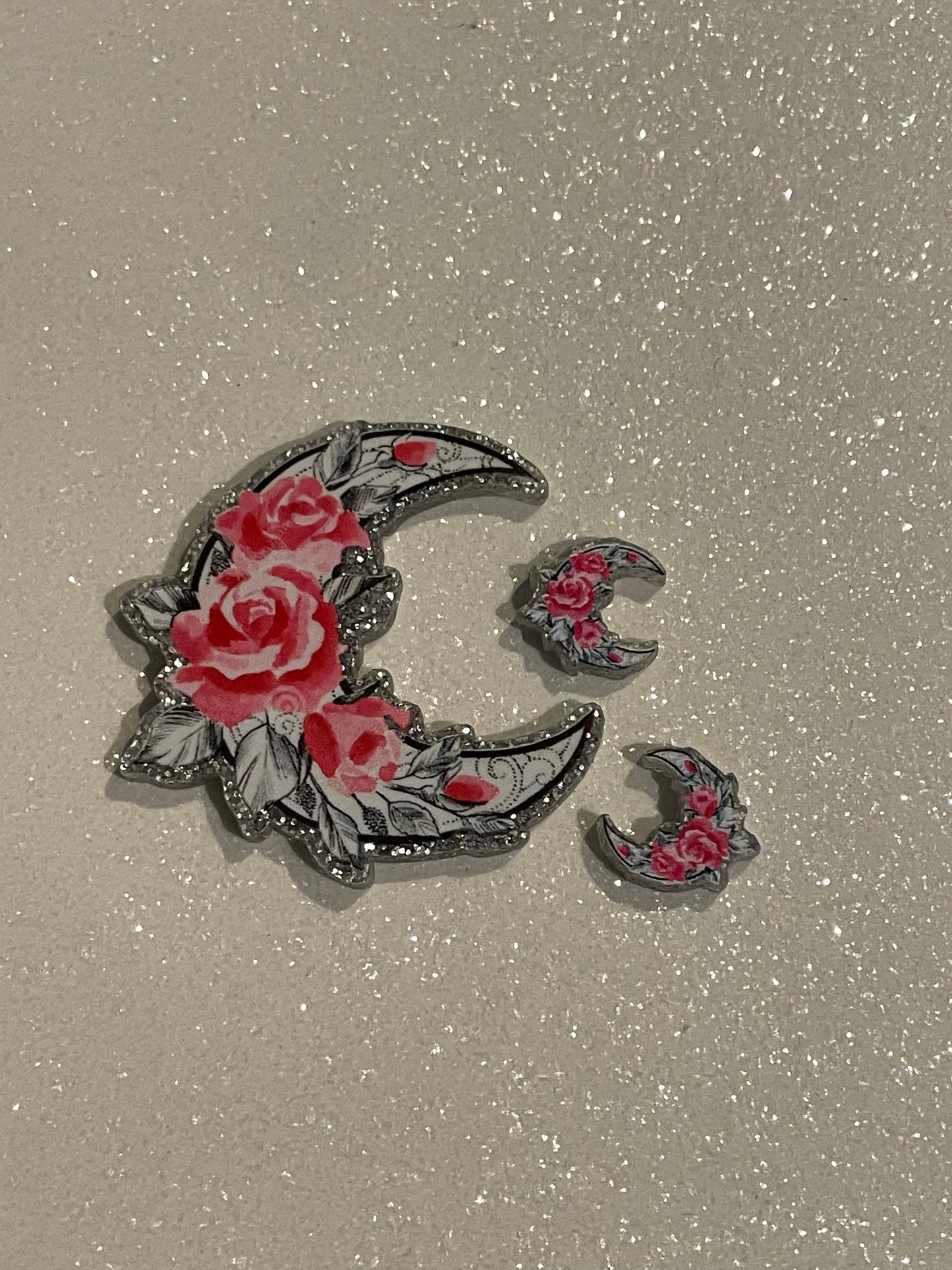 Resin Flatback Planar (Silver Glitters) E0782 - Flowers (2 Sizes Available)