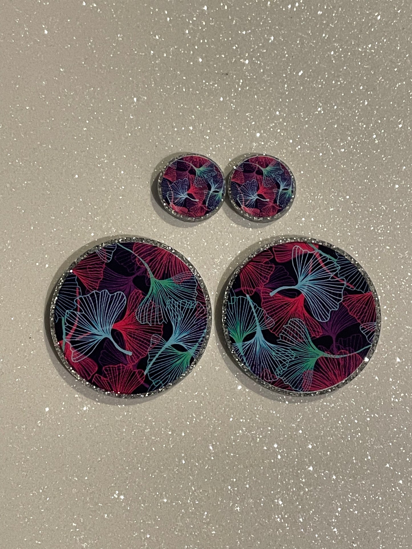 Resin Flatback Planar (Silver Glitters) E0785 - Flora (2 Sizes Available)