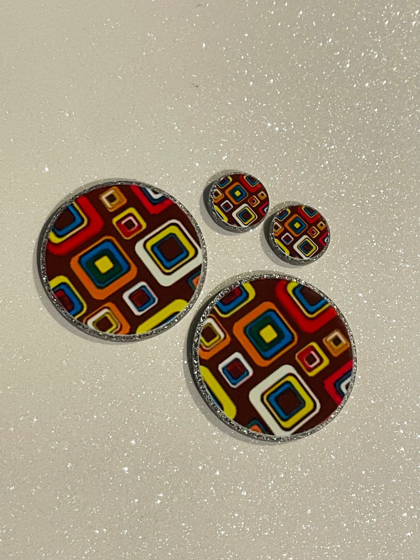 Resin Flatback Planar (Silver Glitters) E0786 (2 Sizes Available)