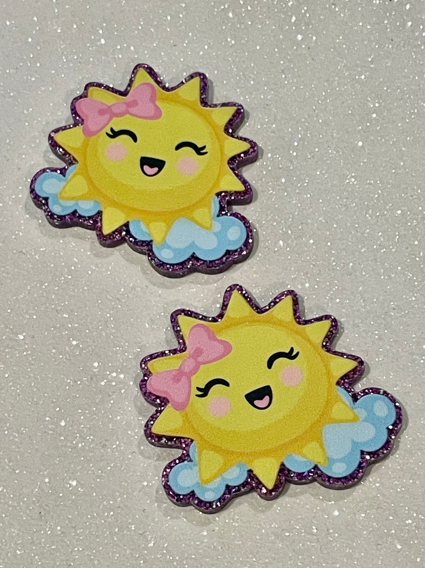 Resin Flatback Planar (Purple Glitters) E0810 -Sunny (2 Sizes Available)