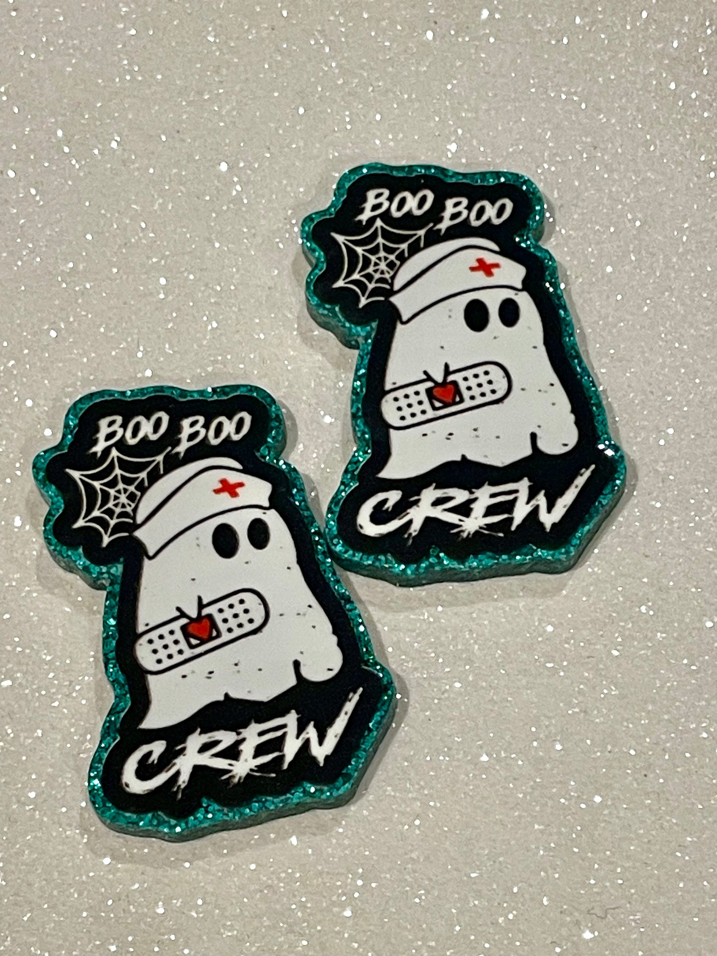 Resin Flatback Planar (Green Glitters) E0815 - Halloween: Boo Boo Crew (2 Sizes Available)