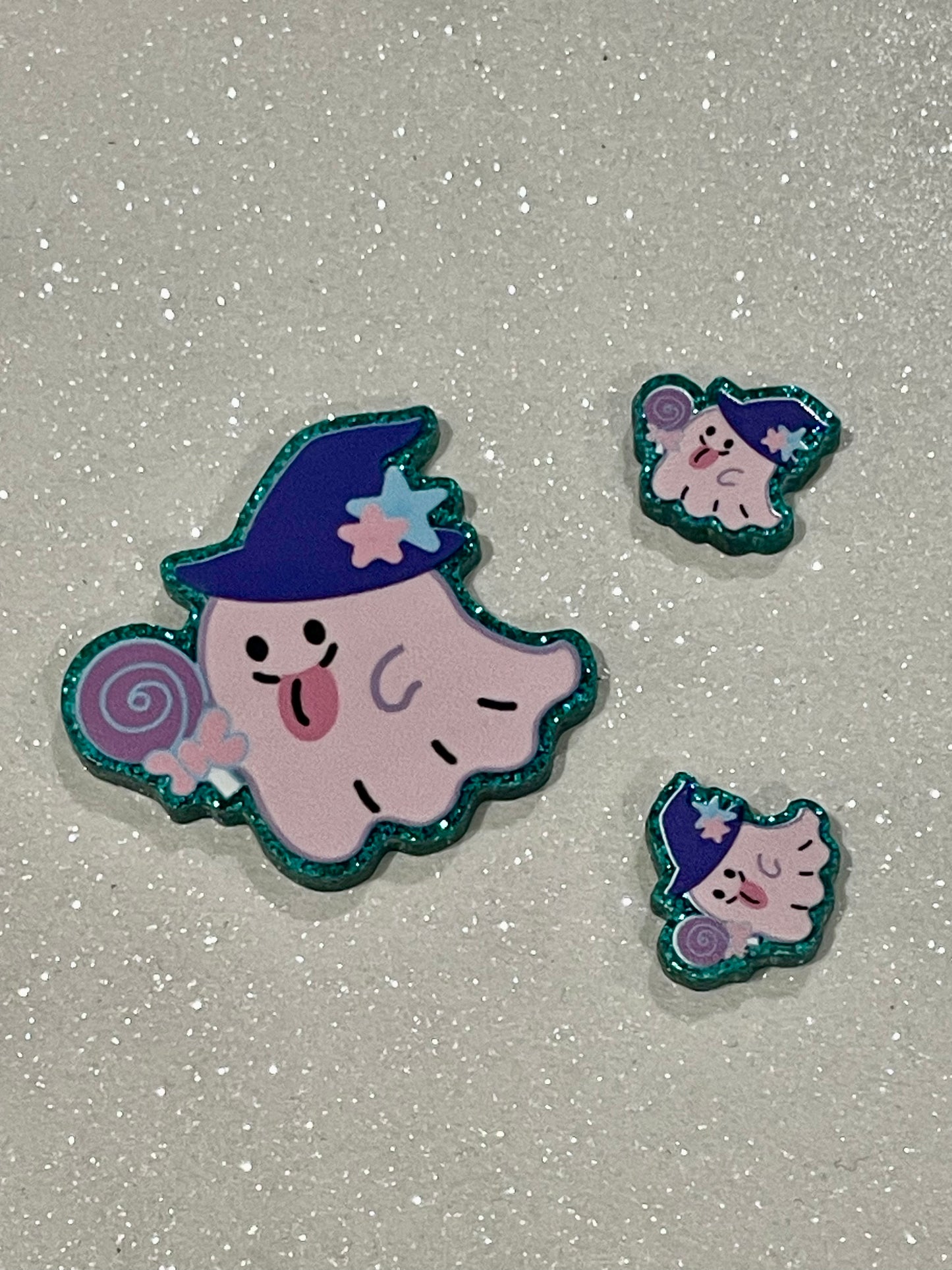 Resin Flatback Planar (Green Glitters) E0817 - Halloween (2 Sizes Available)