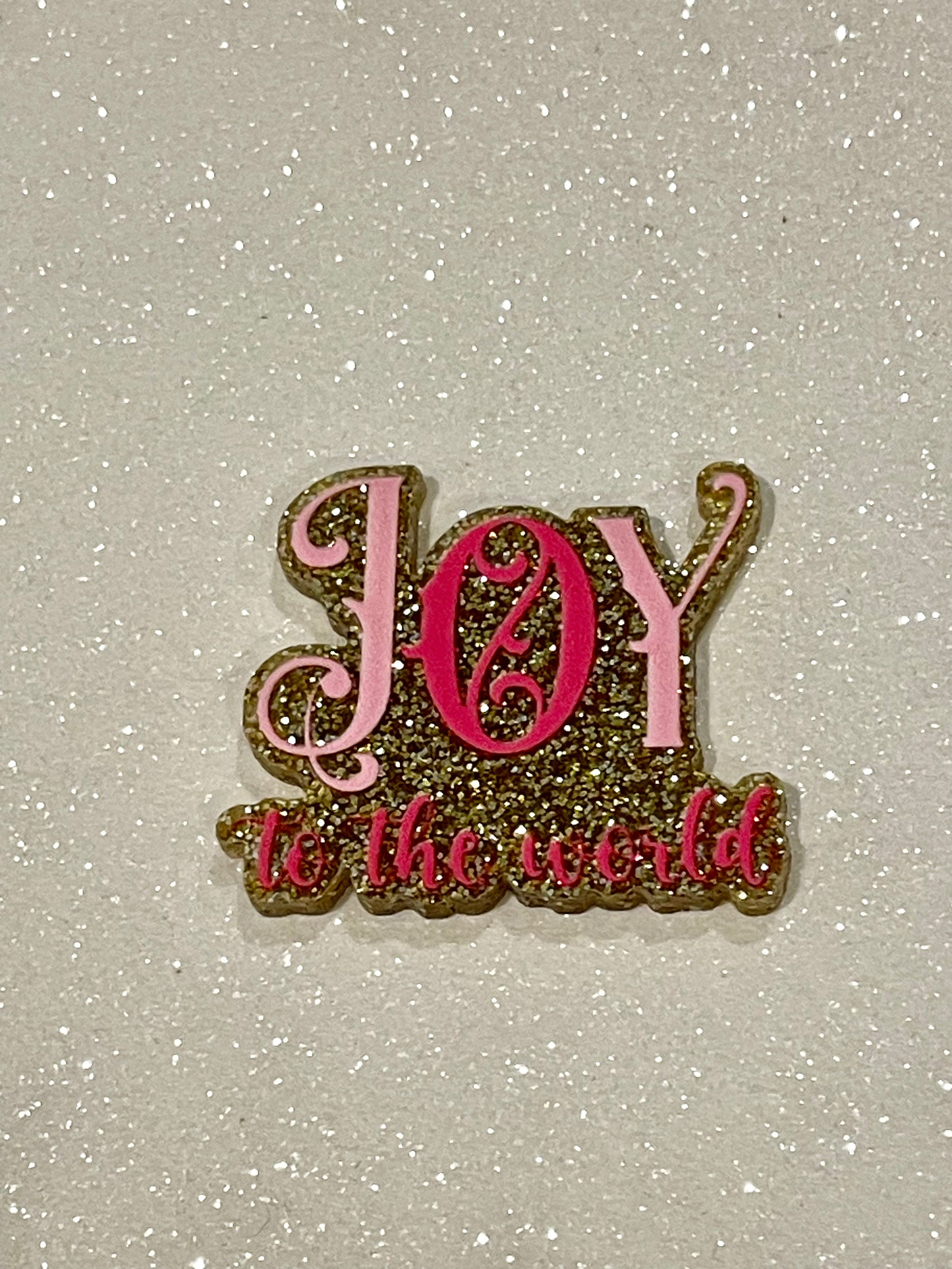 Resin Flatback Planar (Gold Glitters) E0820 - Xmas - Joy To The World (2 Sizes Available)