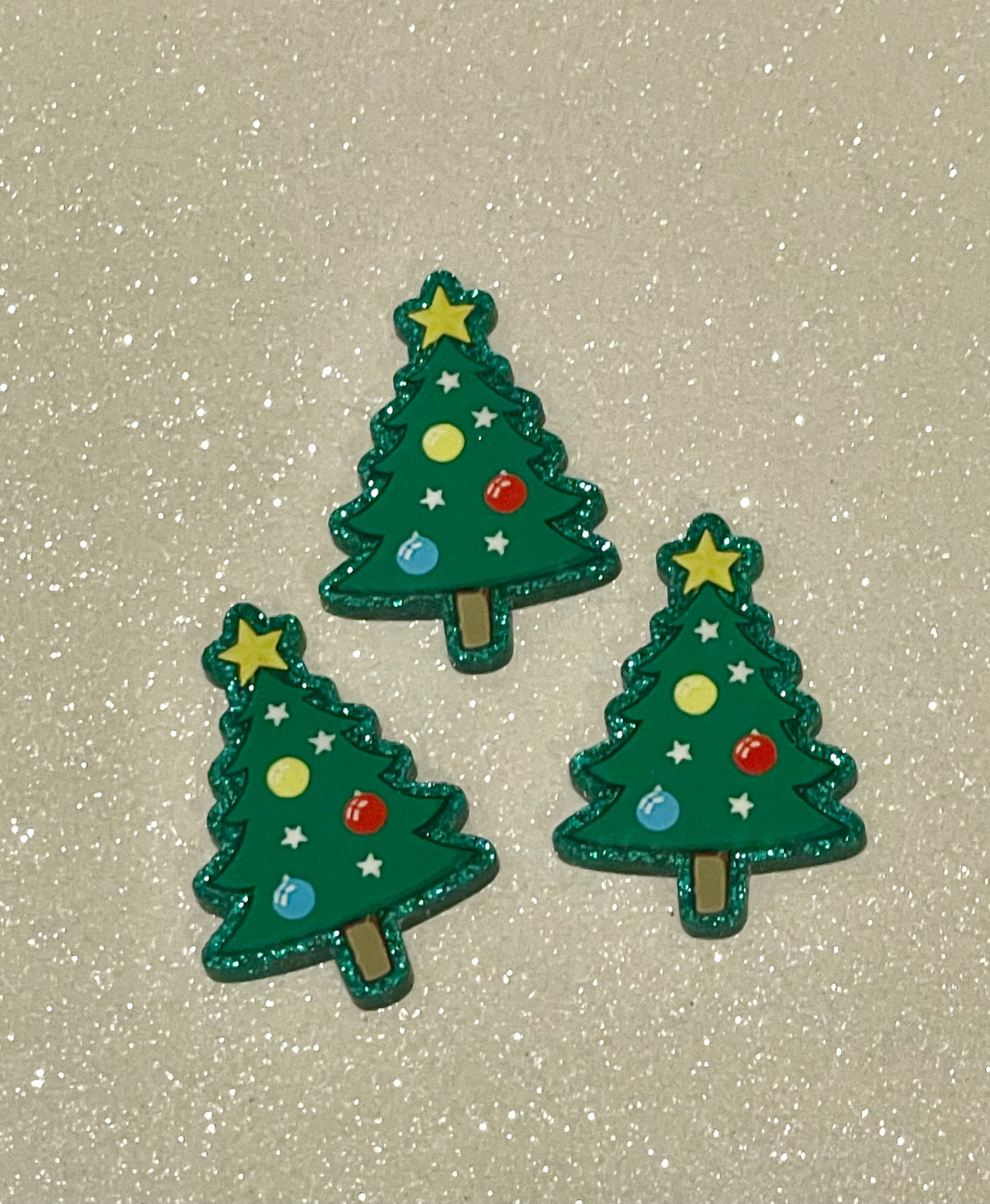 Resin Flatback Planar (Green Glitters) E0846 - Xmas