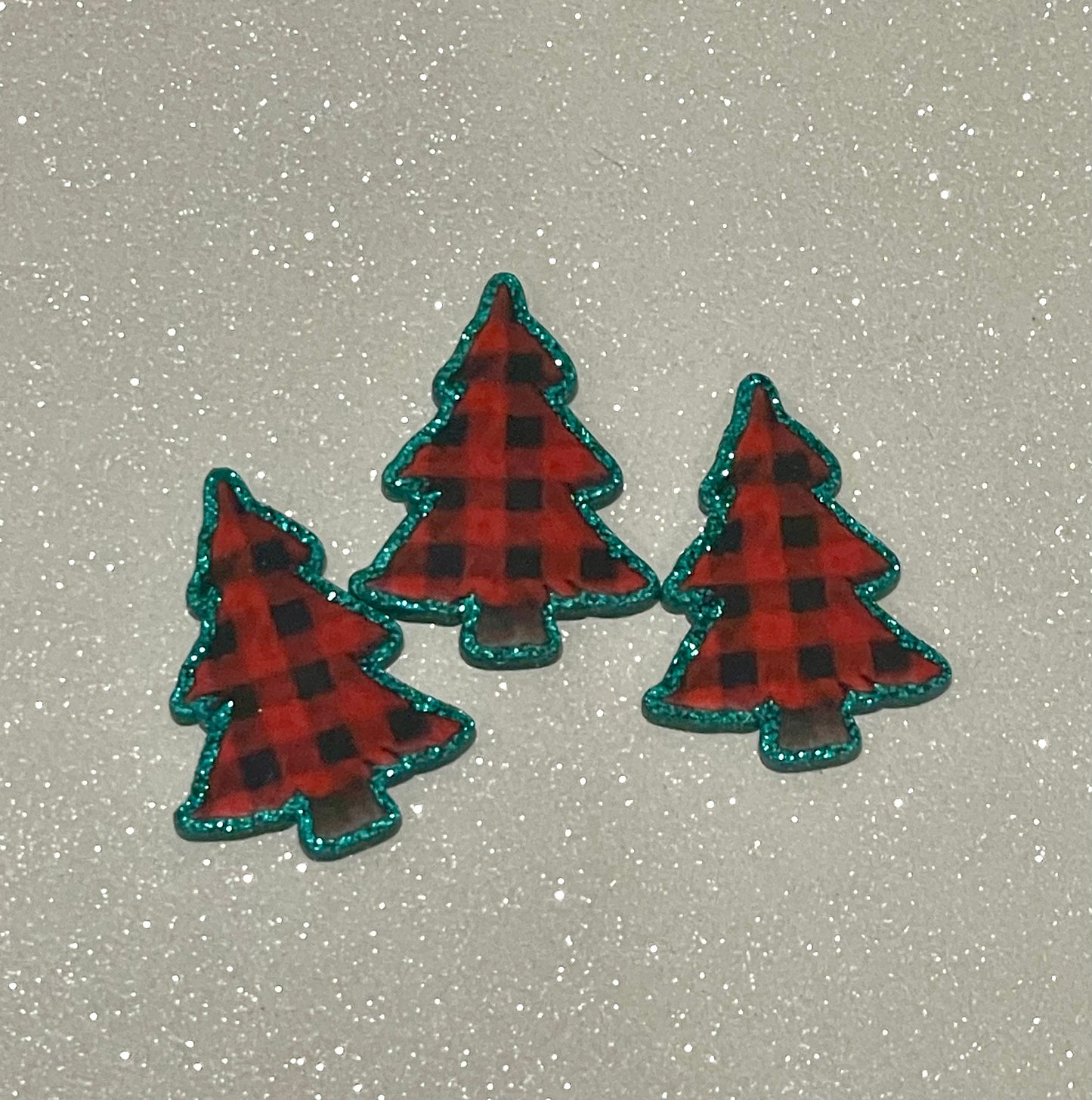 Resin Flatback Planar (Green Glitters) E0848 - Xmas (2 sizes)