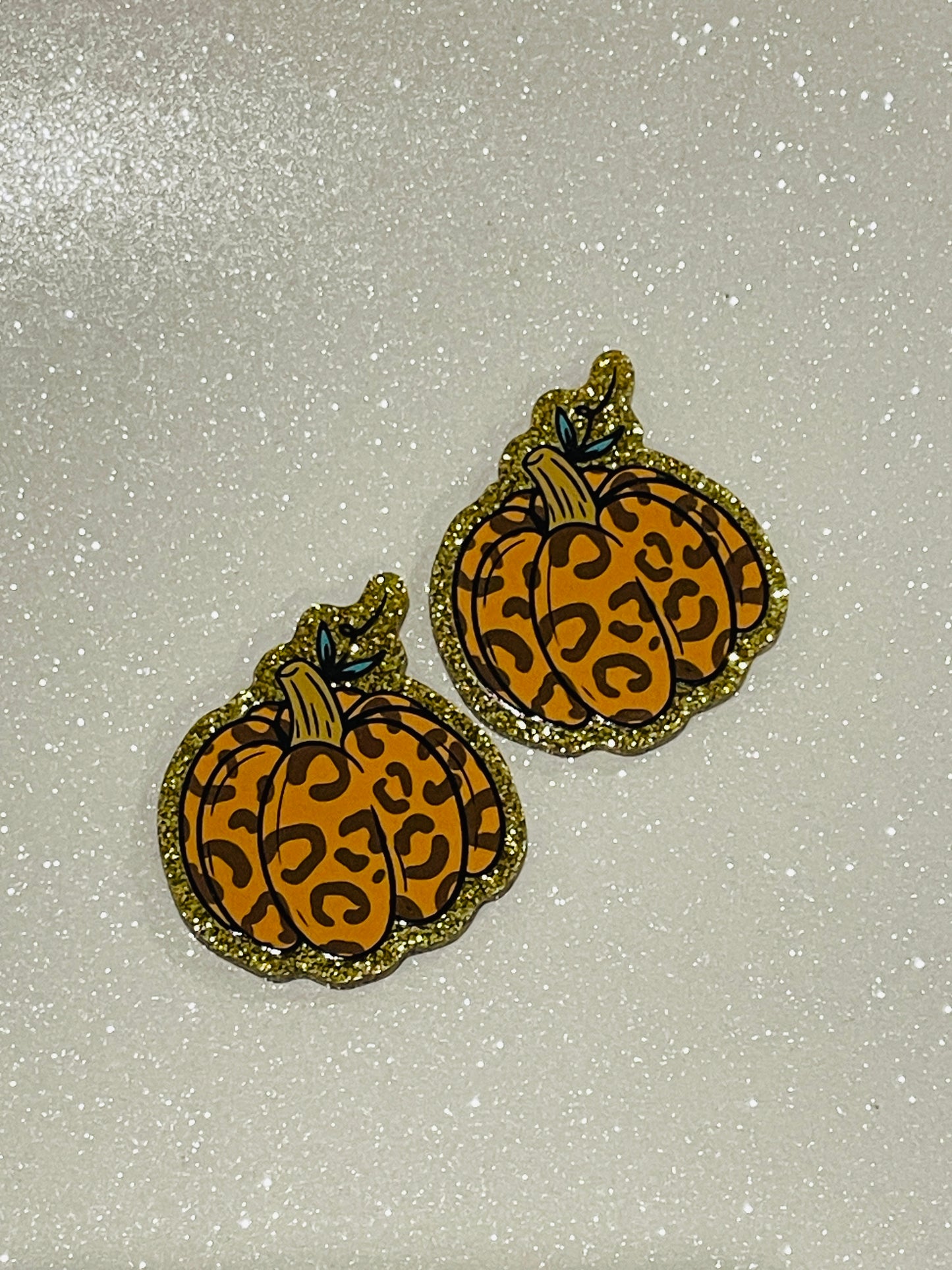 Resin Flatback Planar (Gold Glitters) E0996 - Halloween: Pumpkin