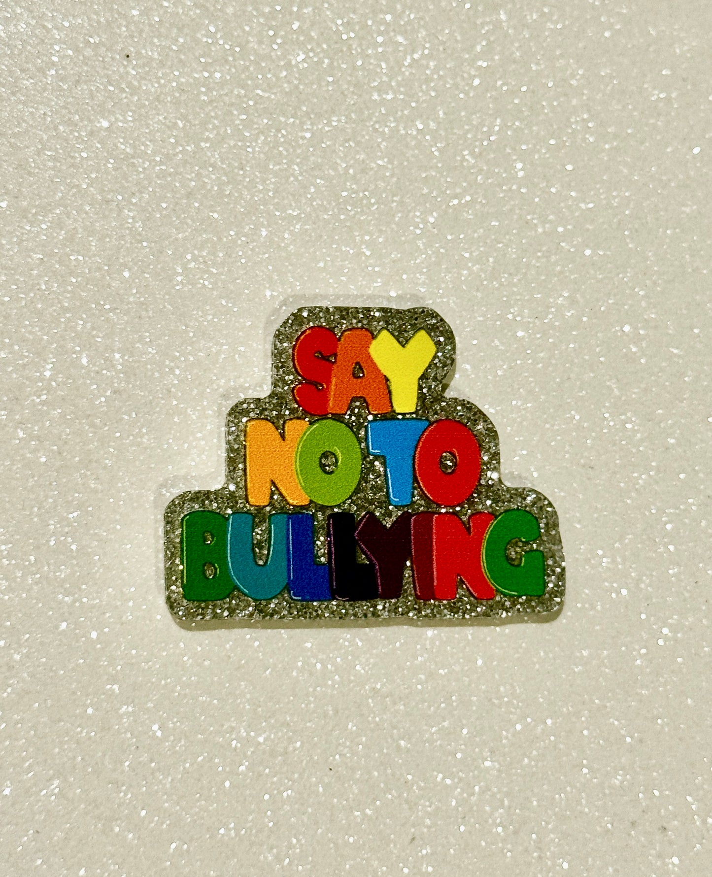 Resin Flatback Planar (Silver Glitters) E1057 - SAY NO TO BULLYING