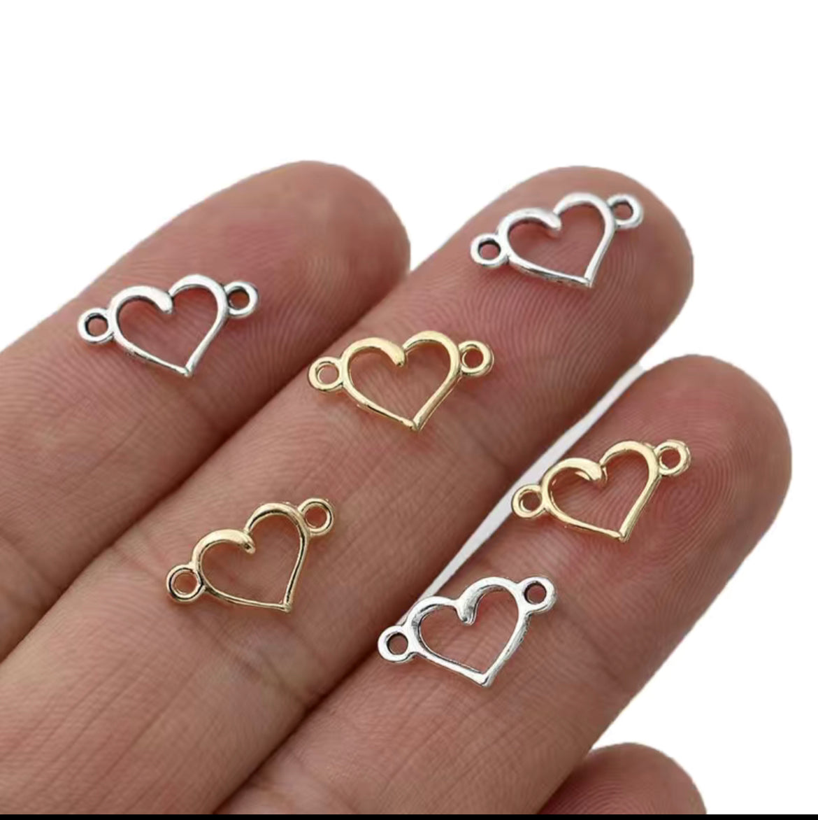 Charm Connector -Silver Plated Heart (20ea/pack)