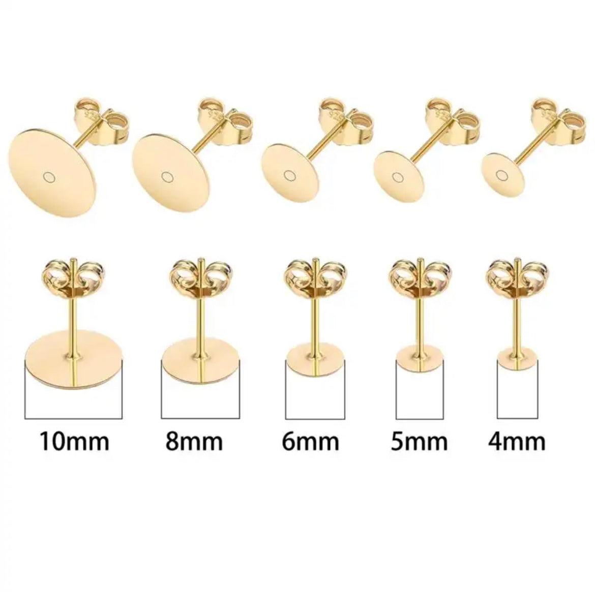 Earring Findings - 925 Silver Plated Blank Post Earring Studs Base Pin with Plug (50ea/pack)