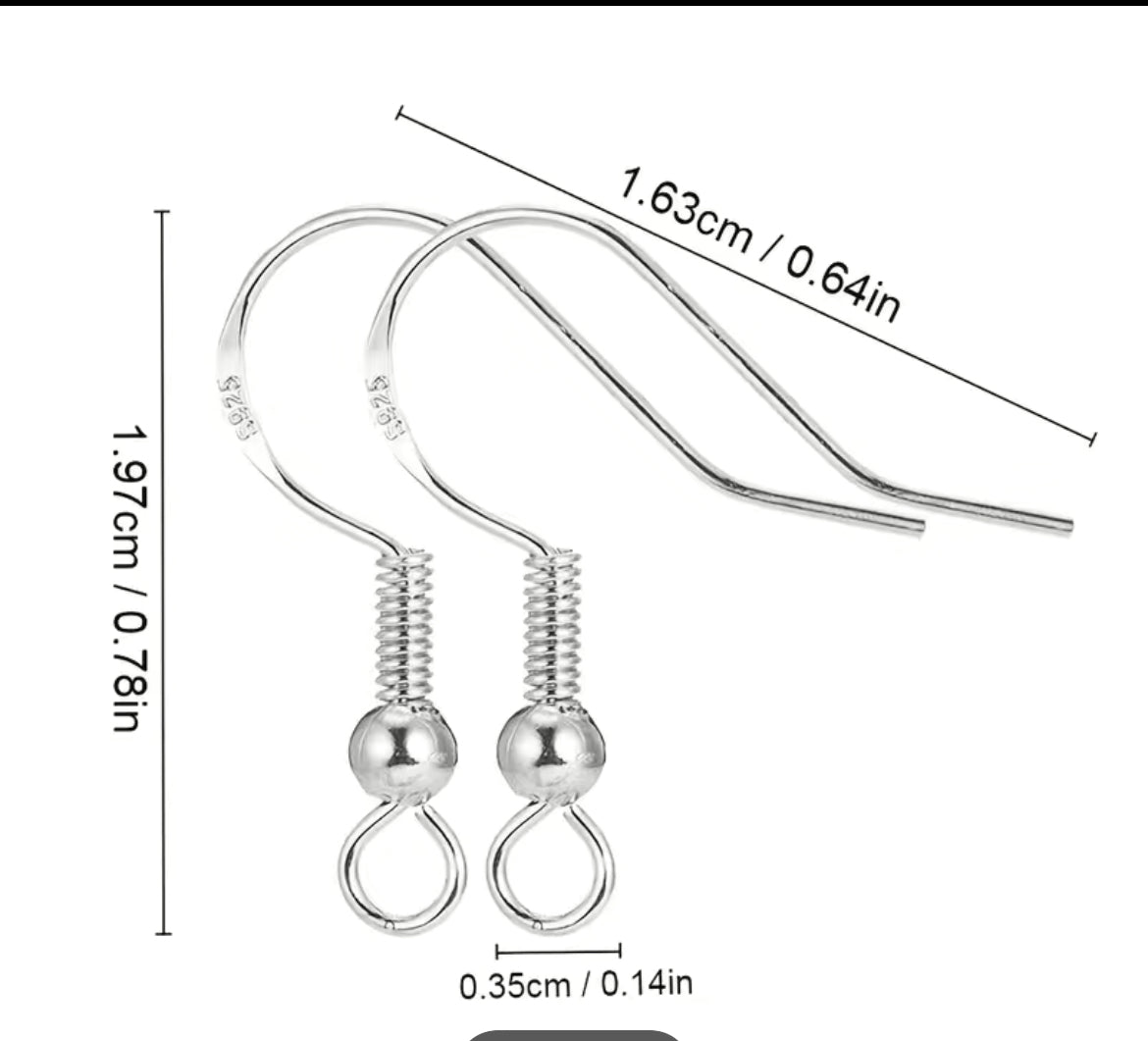 Earring Findings - 925 Sterling Silver Hook (200ea/pack) - 2 Styles, all come with plugs