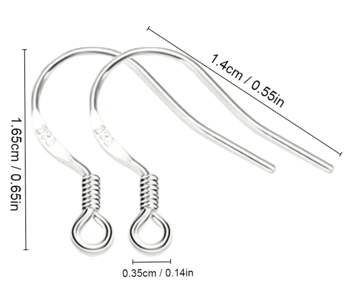 Earring Findings - 925 Sterling Silver Hook (200ea/pack) - 2 Styles, all come with plugs