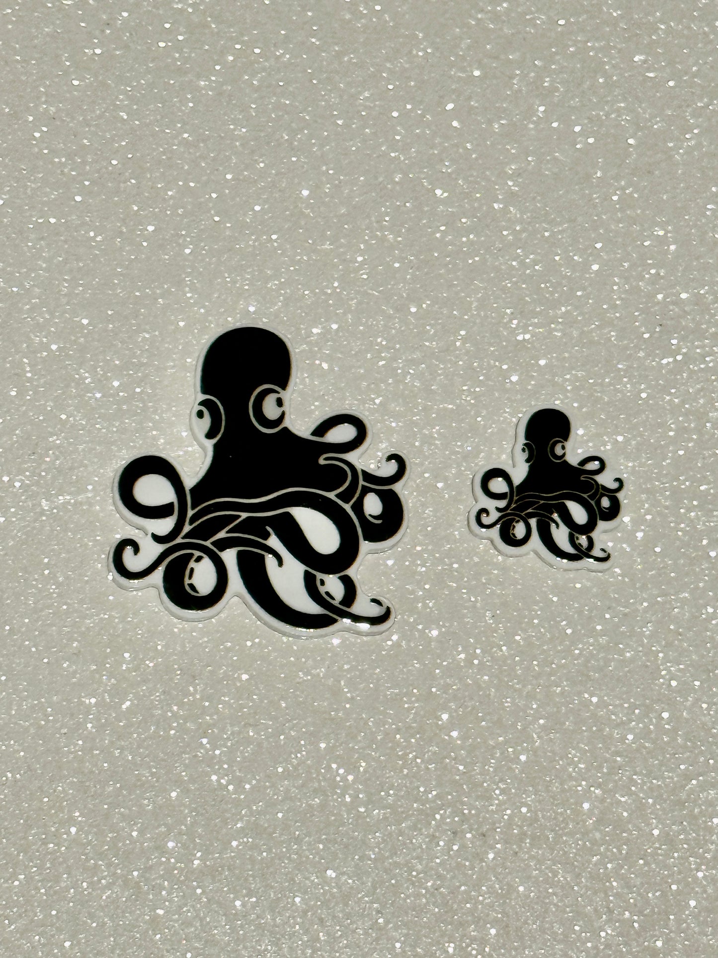 Resin Flatback Planar E1071 - Black Octopus (2 Sizes)