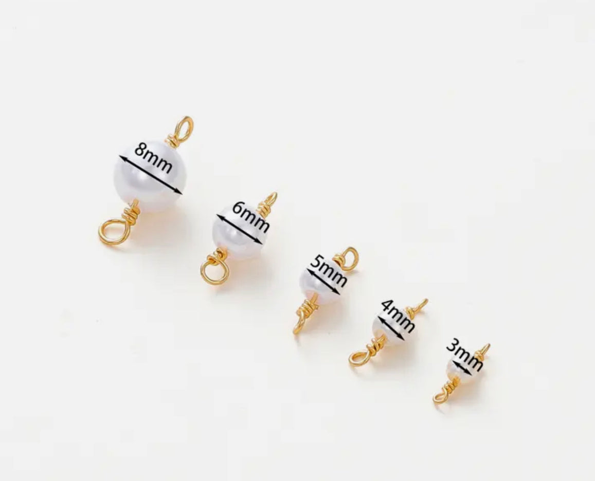 Spacer, Connector or Pendant - 18K Gold Colour 2 Holes Round Pearl Connector Charm(10ea/pack)