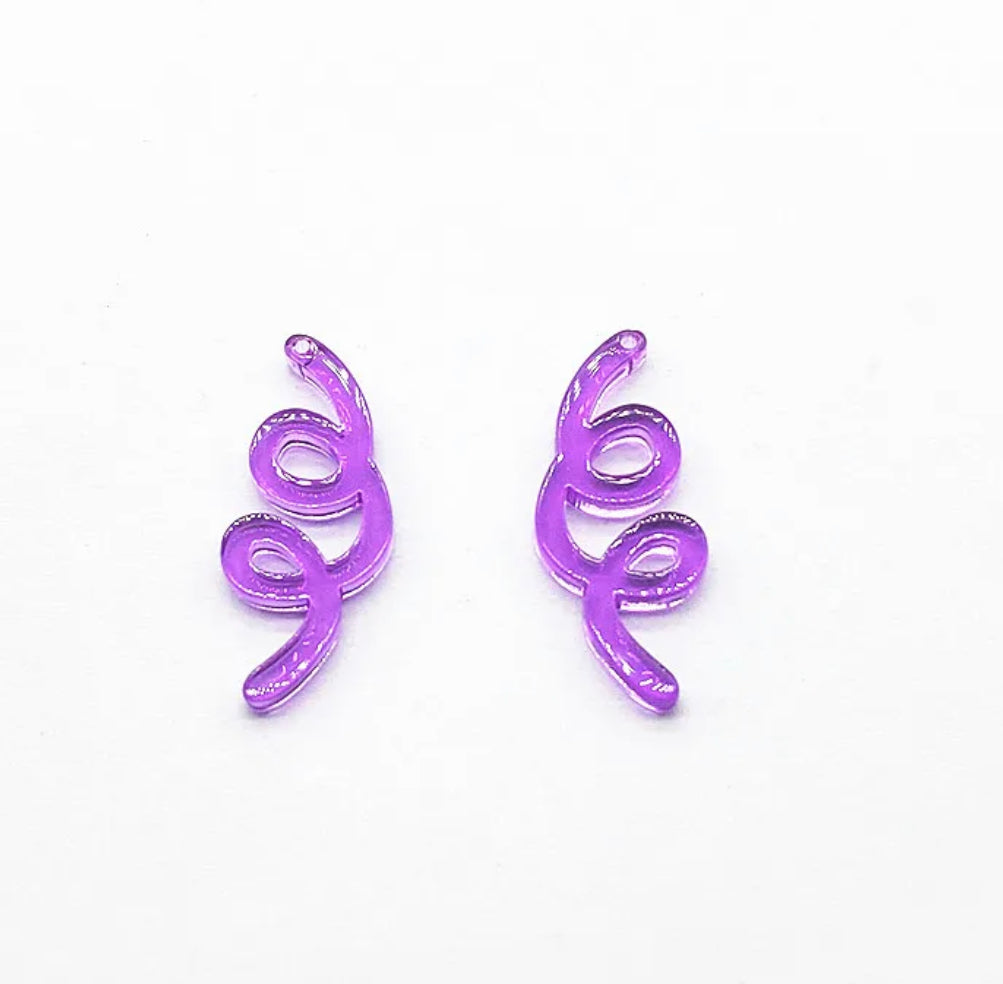 Clear Twist Shape Acrylic Charm / Pendant (with Hole)