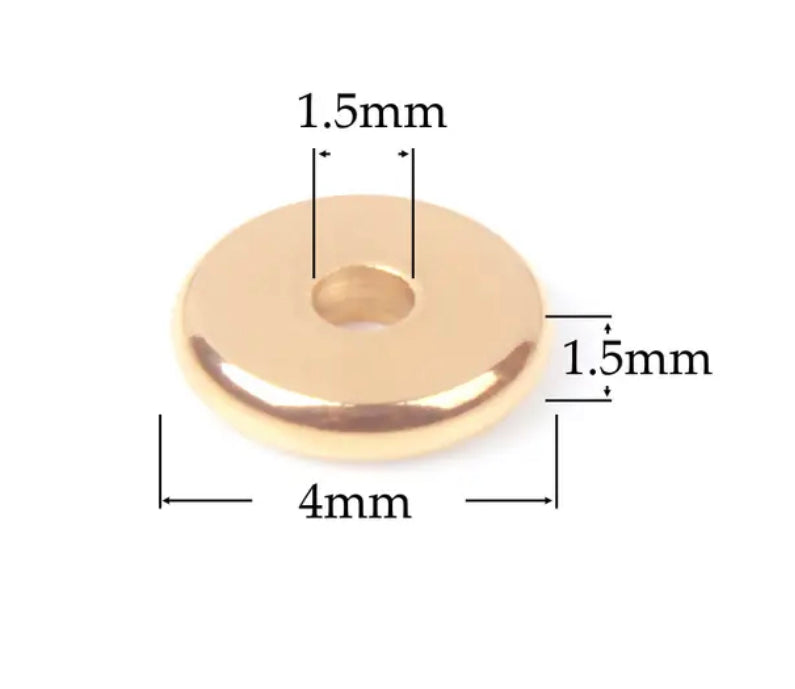Spacer / Earring Findings - 304 Stainless Steel Flat Disk Round Beads (50ea/pk) Gold and Silver
