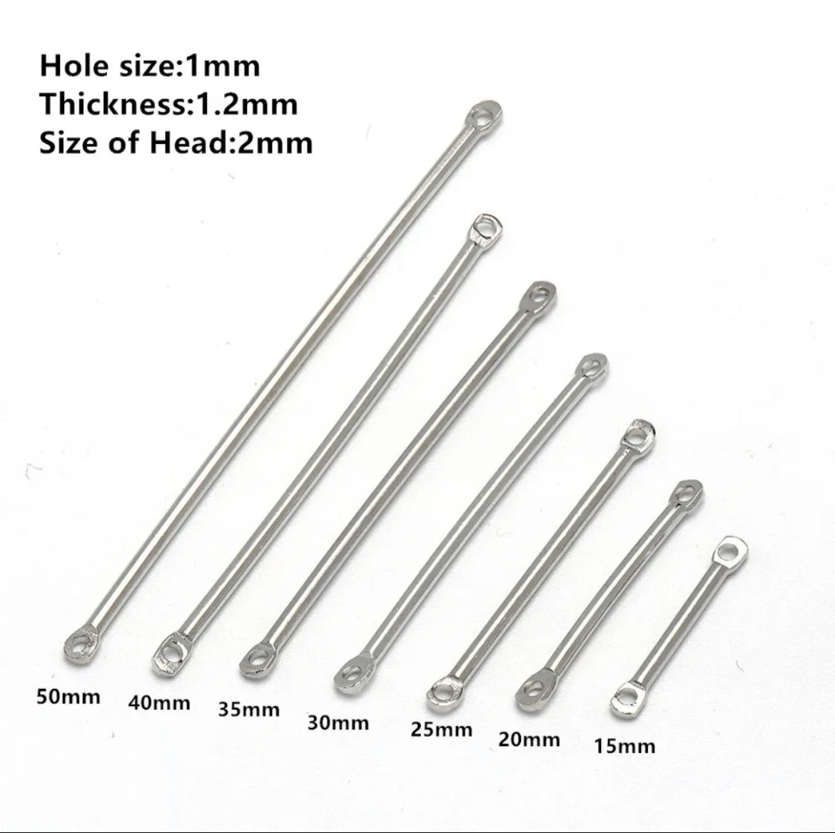 Connector- Metal Bar Links Dull Sulver Colour Double Ring Connector (50ea/pack)