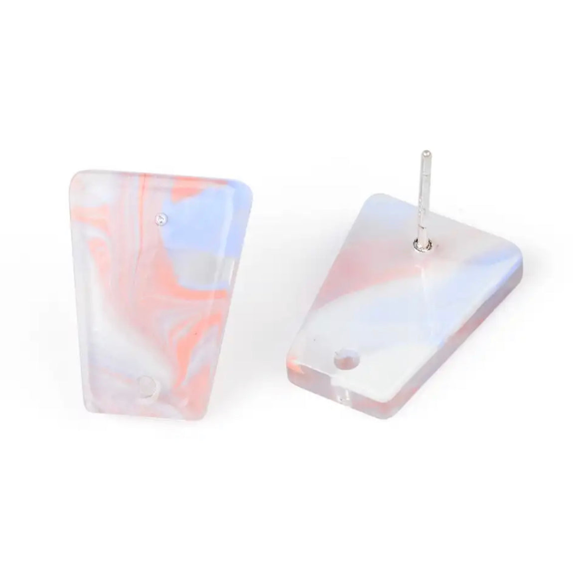 Earrings Topper - Square Acrylic Colourful Mini Stud With 925 Silver Needle (1 PAIR)