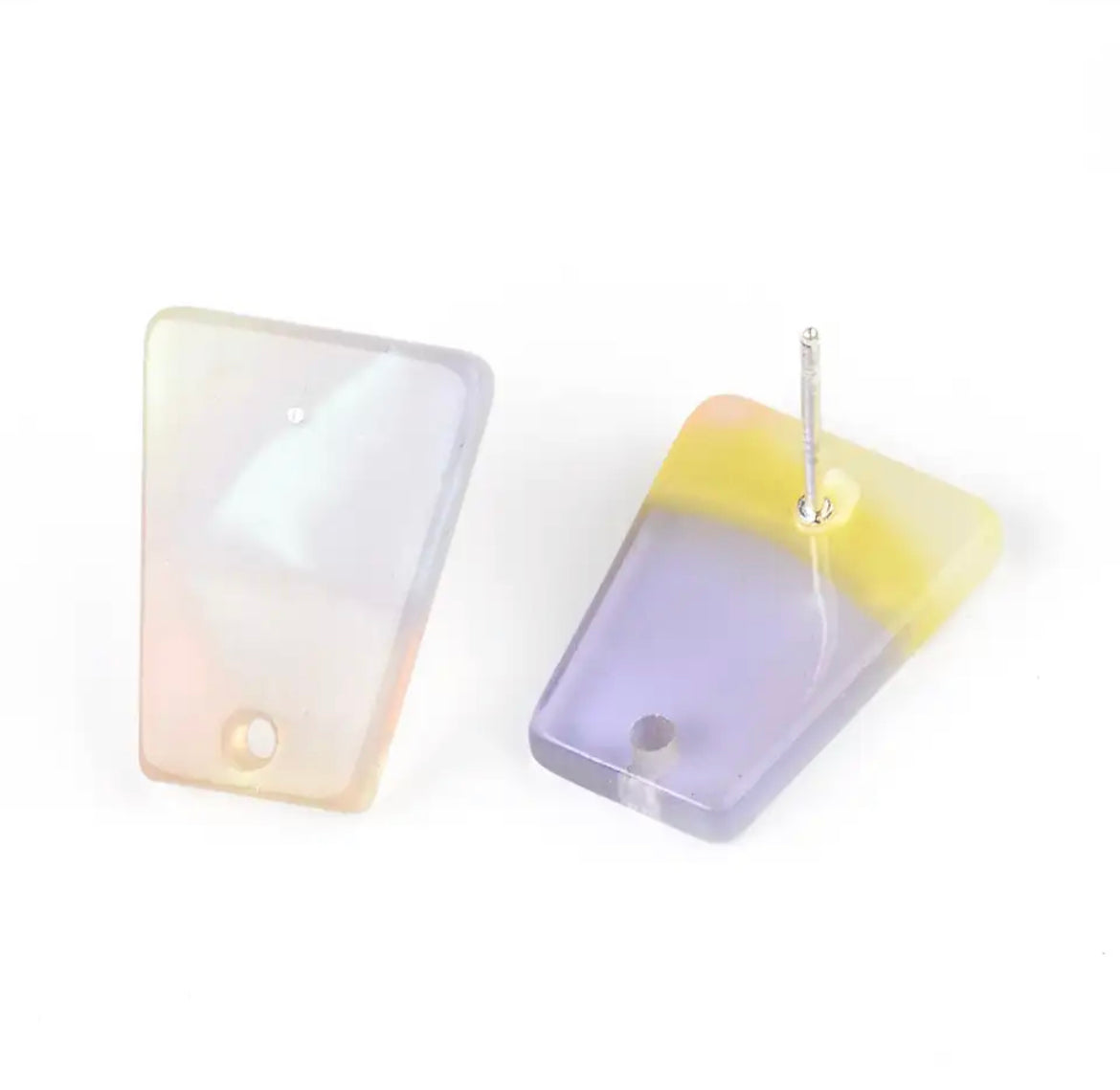 Earrings Topper - Square Acrylic Colourful Mini Stud With 925 Silver Needle (1 PAIR)