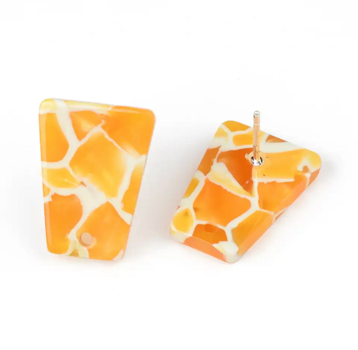Earrings Topper - Square Acrylic Colourful Mini Stud With 925 Silver Needle (1 PAIR)