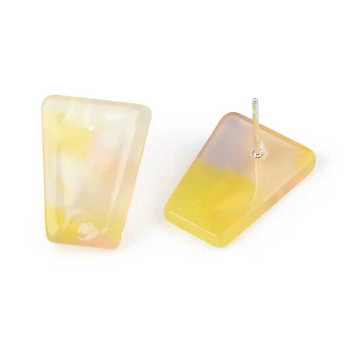 Earrings Topper - Square Acrylic Colourful Mini Stud With 925 Silver Needle (1 PAIR)