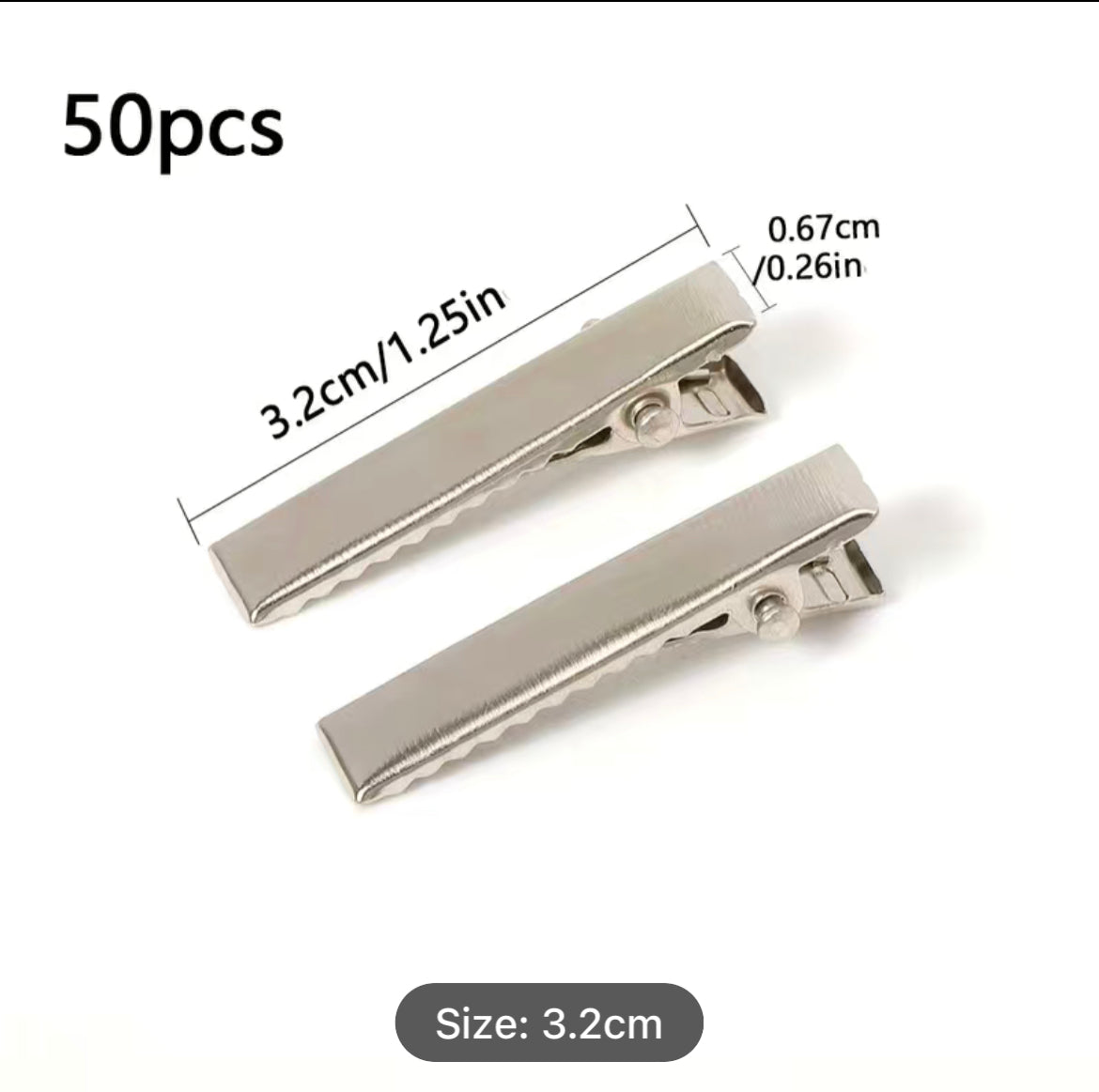Metal Blank Hair Clips 3.2cm (50ea/pack)