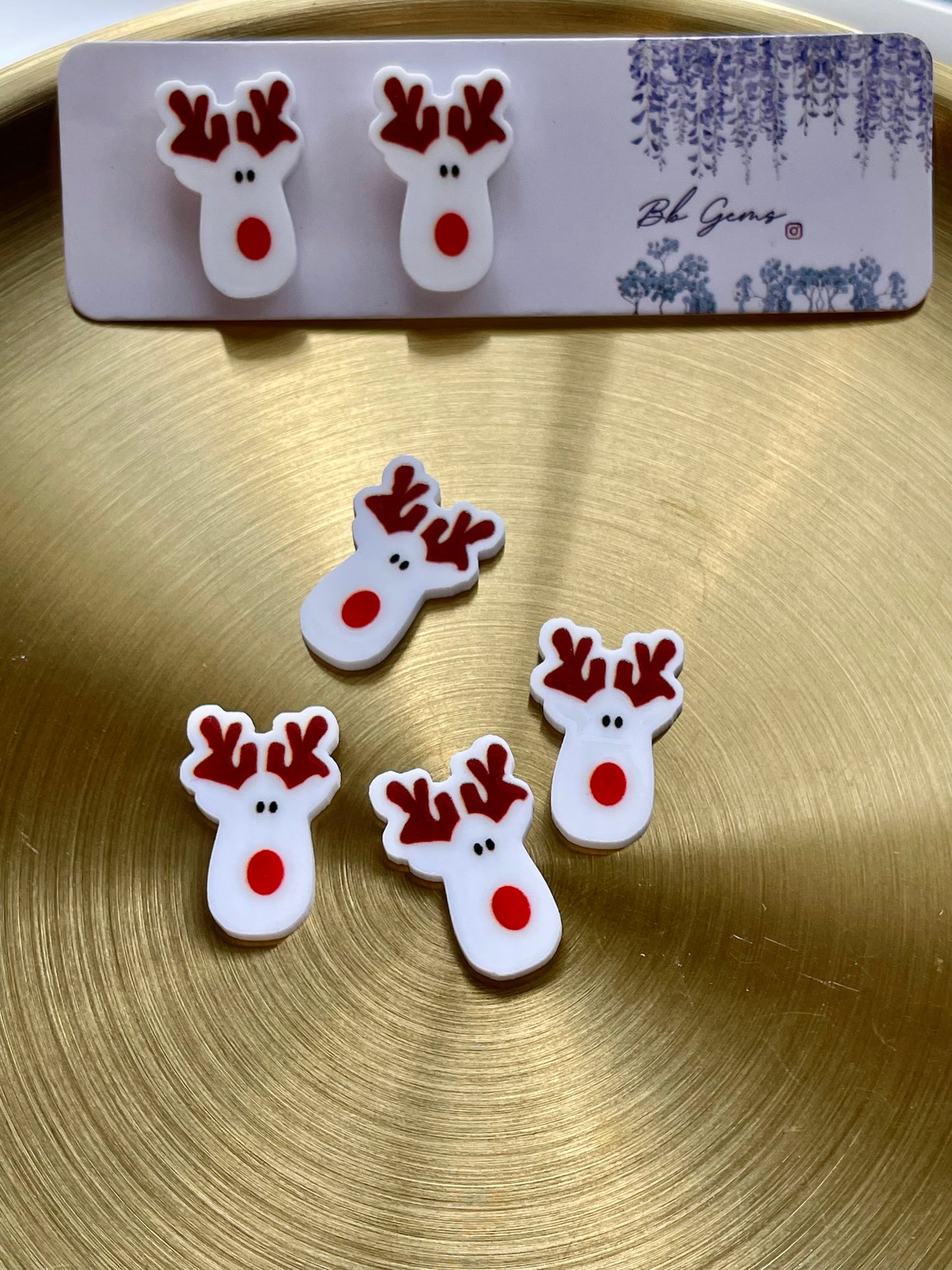 Resins Flatback Planar - Stud Size Snow-Deer (Christmas Collection)