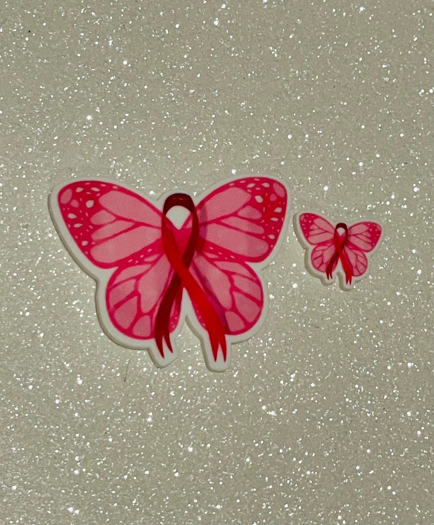 Resins Flatback Planar E0247 - Butterfly (Cancer Awareness) 2 Sizes Available