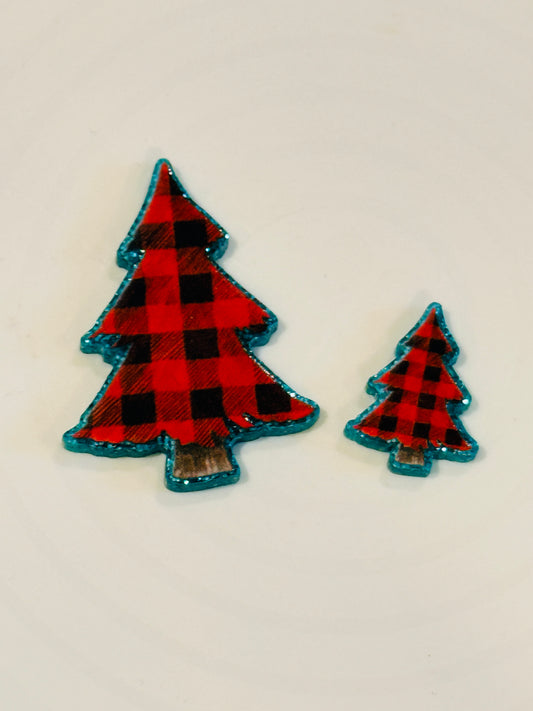 Resin Flatback Planar  (Green Glitters) E0848 - Xmas (2 sizes)