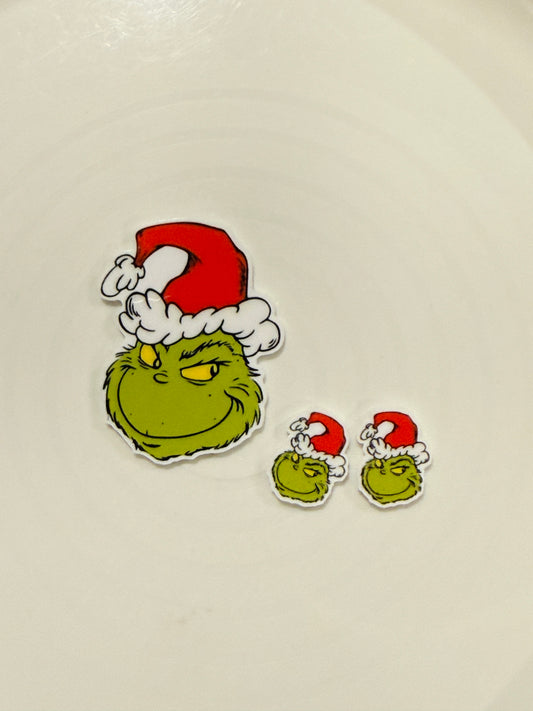 Resins Flatback Planar E1027 - Grinch (Christmas Collection) 2 Sizes