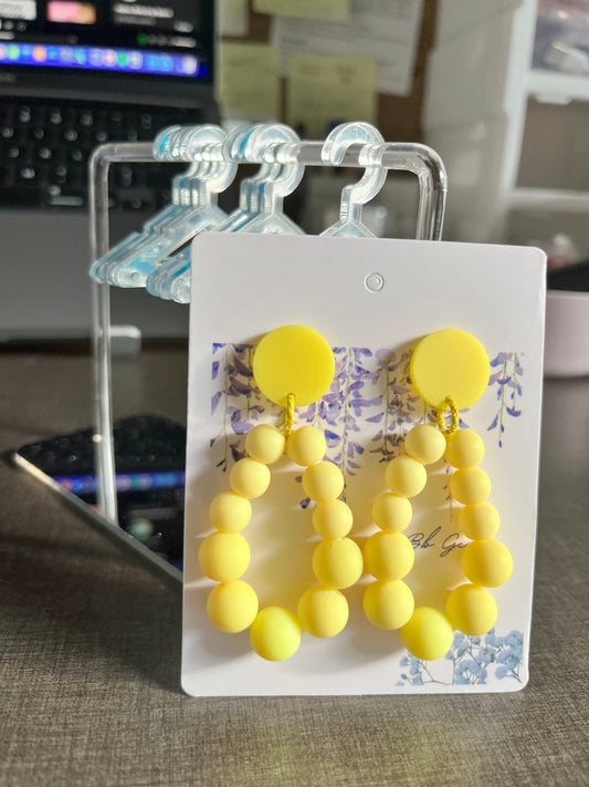 Yellow Bead-Loop Dangle Earrings (1 Pair) - by Bb Gems BB-E0003