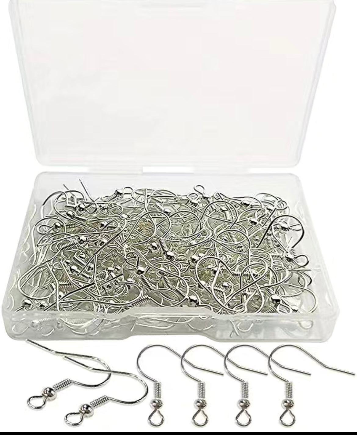 Earring Findings - Silvery Earring Hooks Hypo Allergenic Hooks (120ea/box)