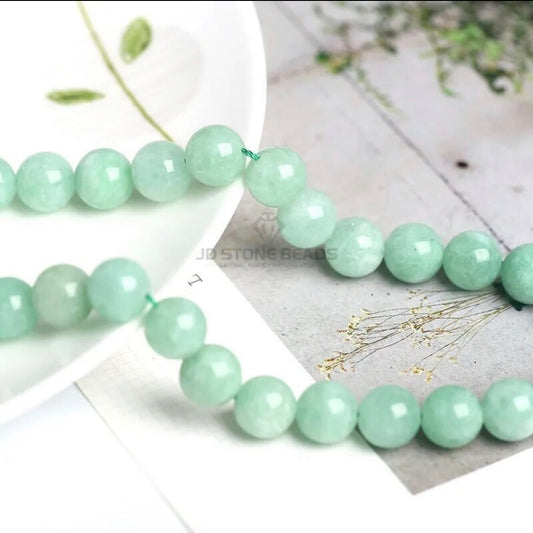 Natural Green Burmese Jade Stone Beads (11-12mm)