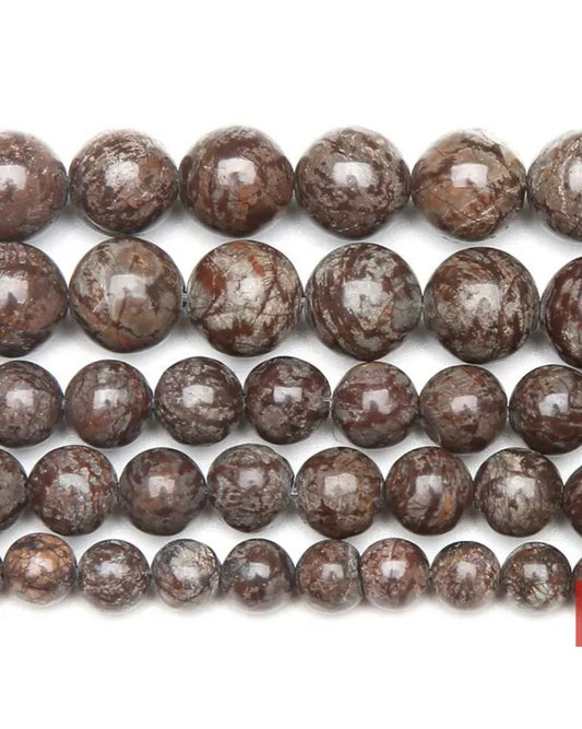 Natural Stone Brown Snowflake Obsidian Beads 12mm