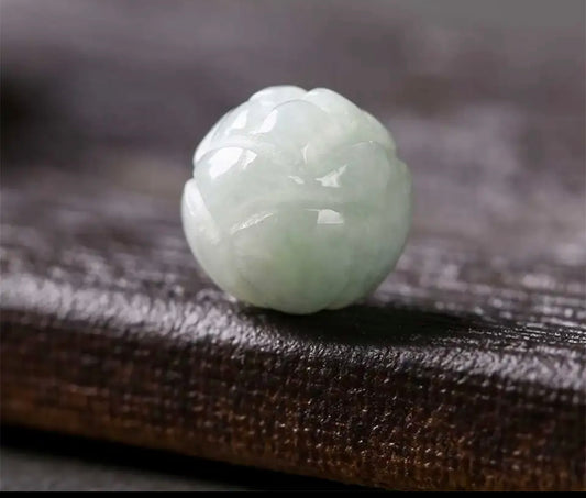 Natural Jadeite Round Lotus Carven Beads 9mm