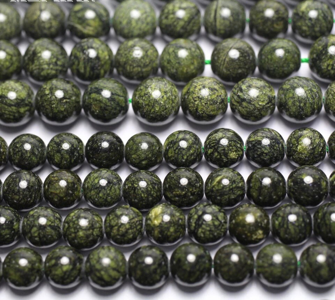 Natural Russian Serpentine Bead Strand (10mm and 12mm)