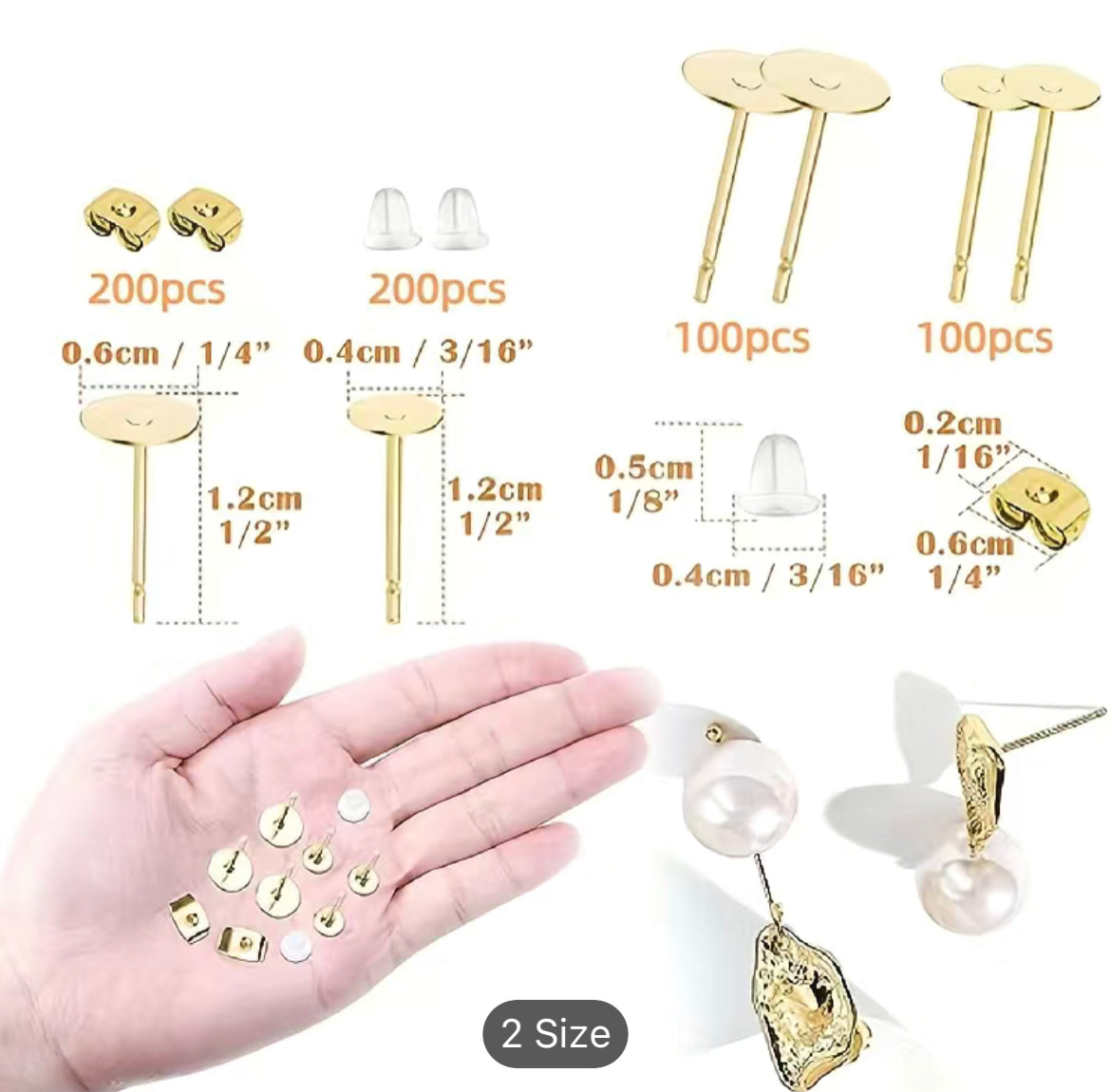 Earring Findings - Bundle Kit: Stainless Steel Silver Earring Blank Post (4mm+6mm)