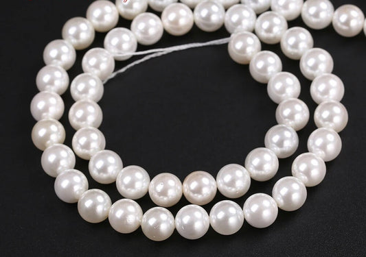 Natural Shell Powder (Electroplated Shell) Pearl Beads (3 Sizes)