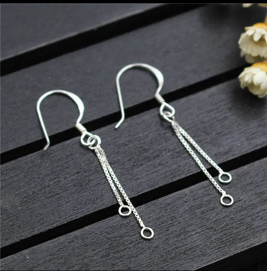 Earring Findings - 100% 925 Sterling Silver Earring Hooks Dangle Tassel Connector (1 pair)