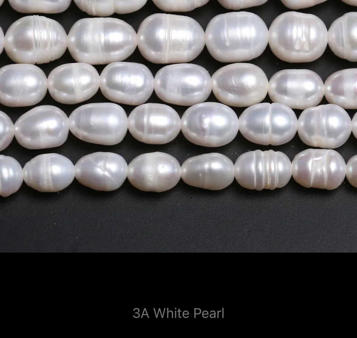 Natural Freshwater White Rice-Shape Pearl 3A Quality