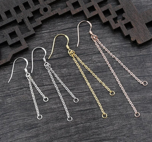 Earring Findings - 925 Sterling Silver Earring Hooks Dangle Tassel Connector (1 pair)