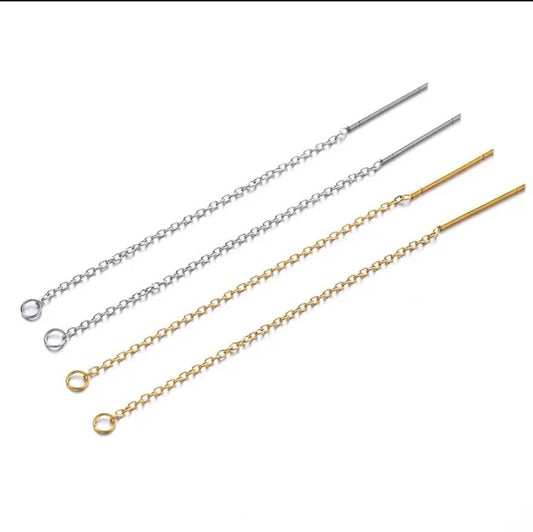 Earring Findings - Stainless Steel Long Tassel Chain Drop (10pc/Pack) 5 pairs